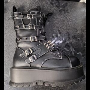 Demonia Black Spiked Platform Boots